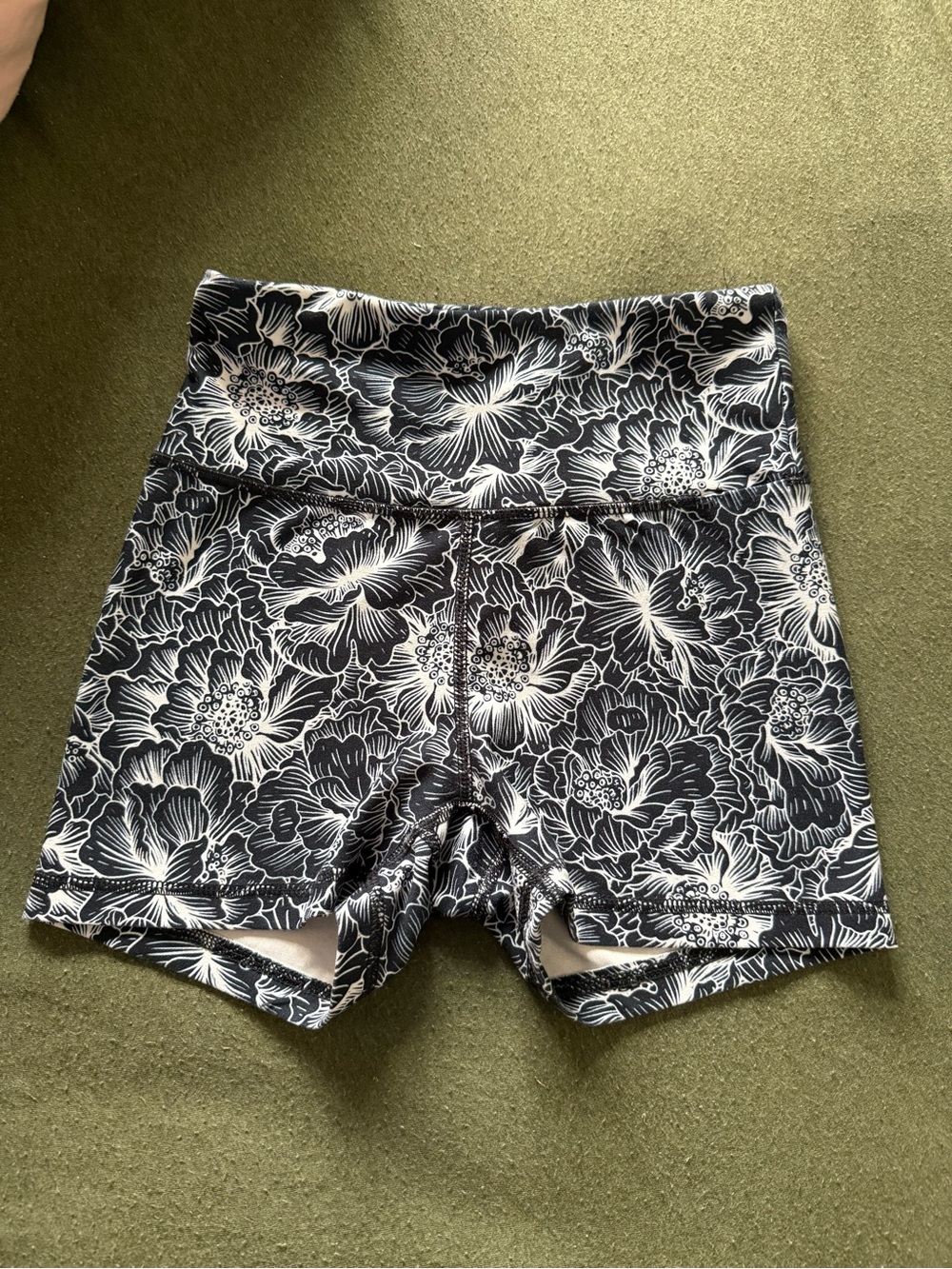 Balance Collection Black & White Floral High-Waist Bike Shorts